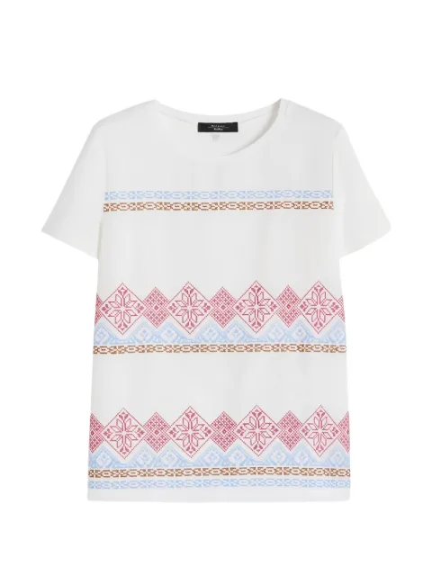 Weekend Max Mara geometric-print crew-neck T-shirt White 2615941072600003