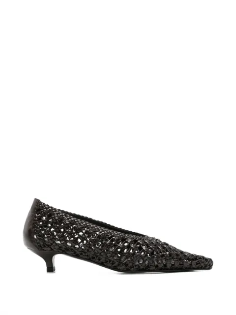 TOTEME woven pointed-toe leather pumps Brown 263WAS0401LE0134