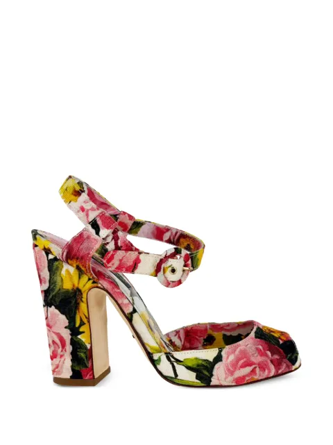Dolce & Gabbana Pre-Owned Floral-print peep-toe sandals Pink RFCPUGBSH758095W