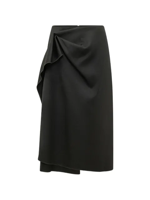 Lanvin draped-effect wool midi skirt Black RWST00044885A26
