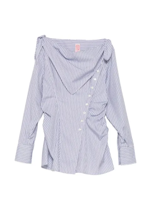 FETICO striped scarf-collar blouse Blue FTC2640104A