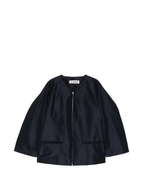 Jil Sander zip-up collarless jacket Blue J02BN0260J70221401