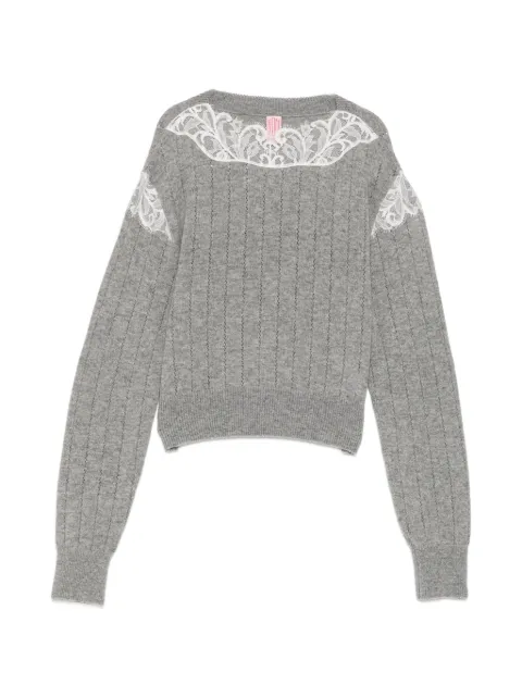 FETICO hairy-lace panelled crop sweater Grey FTC2640706