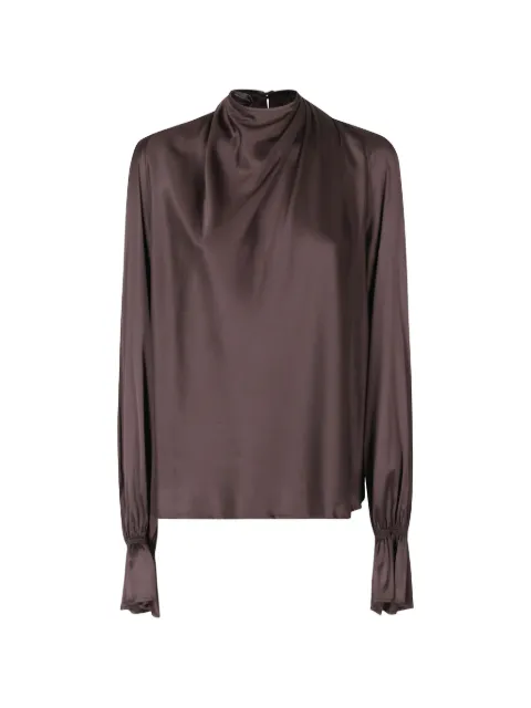 Raquel Diniz Moona draped-neck blouse Brown A003017099