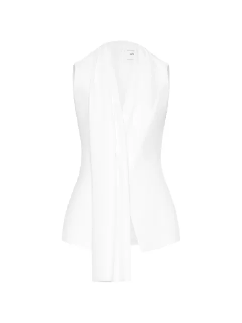 CHATS BY C.DAM draped collarless vest White CA422