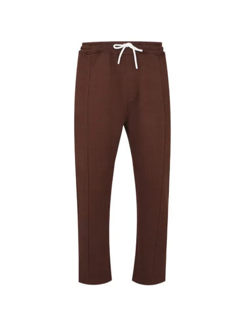 Exit Society drawstring-waist embroidered track pants Brown ES271C37