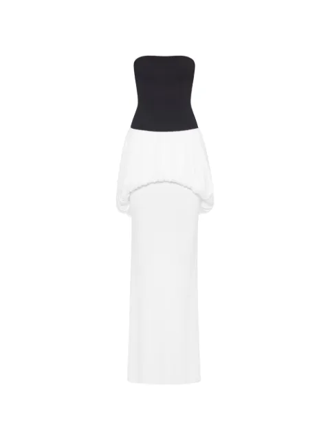 CHATS BY C.DAM Katherine strapless draped maxi dress White CV431
