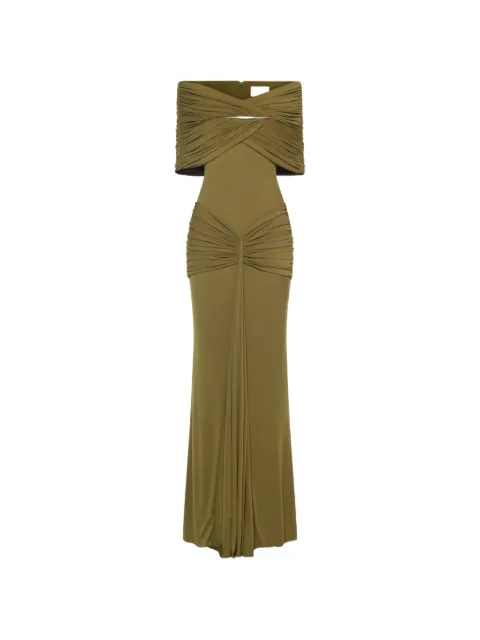 CHATS BY C.DAM off-shoulder draped maxi dress Green CV412