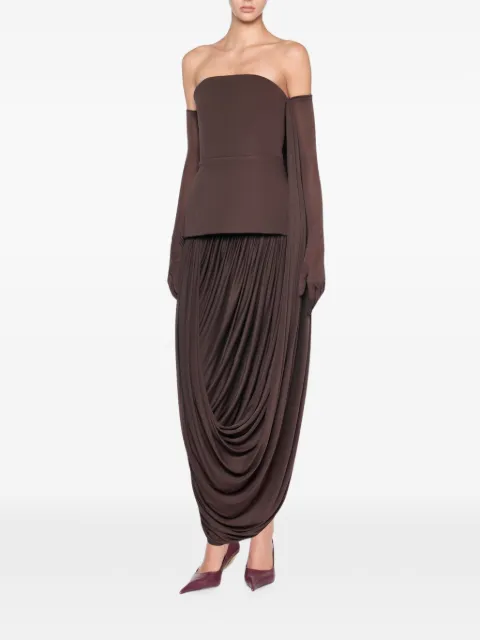 CHATS BY C.DAM draped tube dress Brown CV438