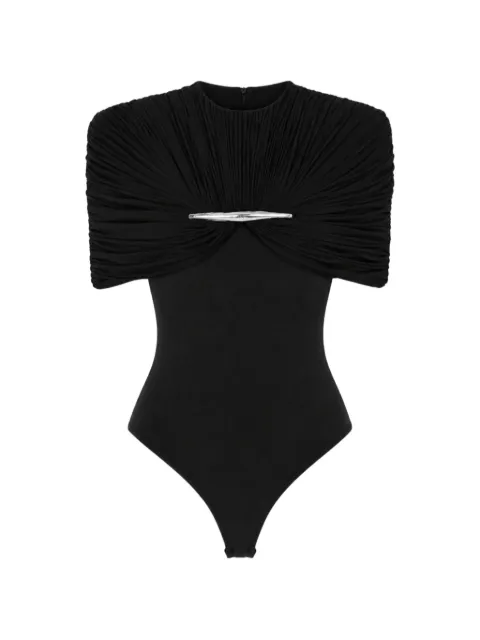 CHATS BY C.DAM draped bodysuit Black CA417