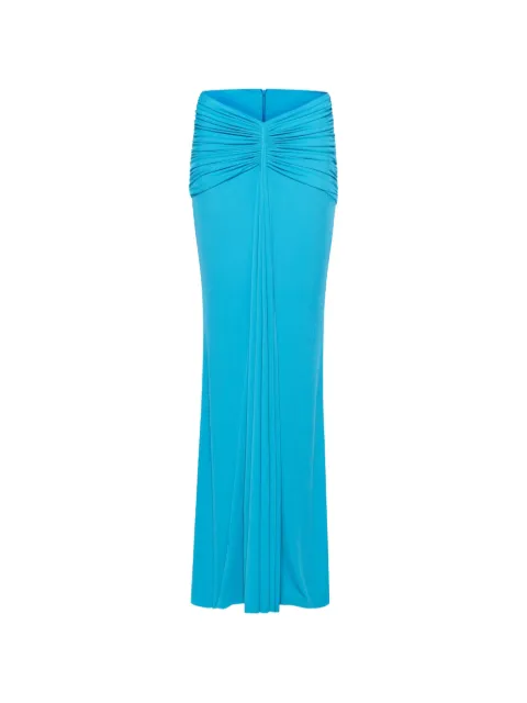 CHATS BY C.DAM Noura V-neck back-zip maxi skirt set Blue CA415