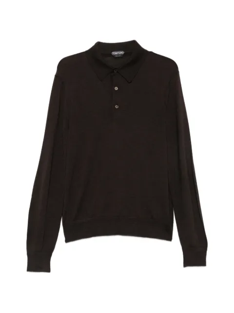 TOM FORD long-sleeve buttoned polo shirt Brown KPL055YMK073