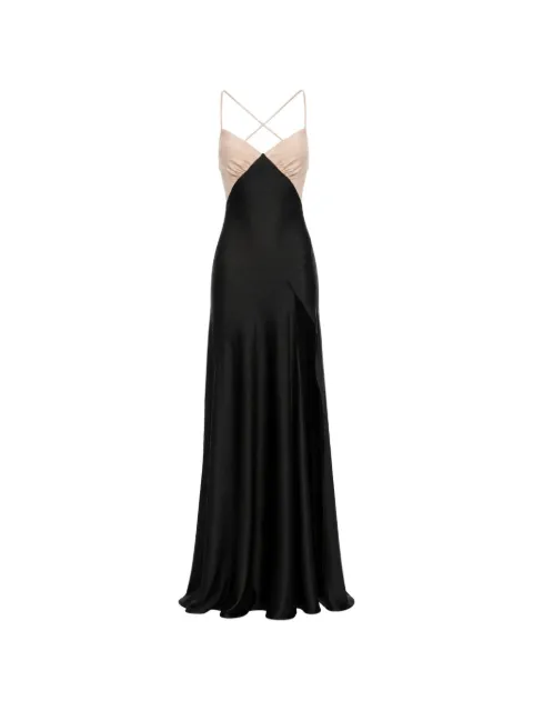 ROSERRY Seville two-tone backless maxi dress Black SEVILLEMAXISATIN