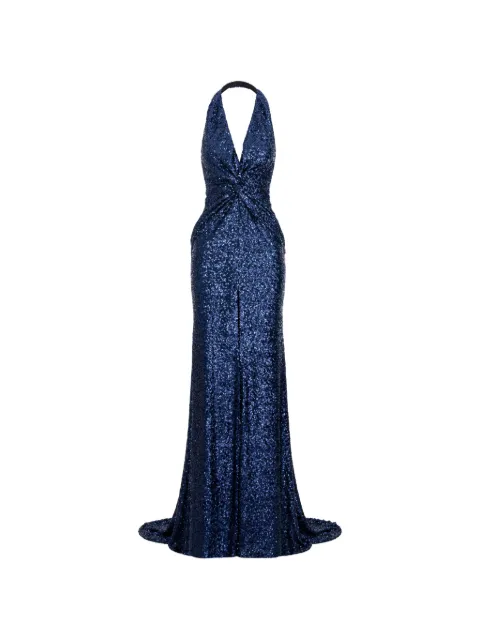 ROSERRY sequin-embellished halterneck maxi dress Blue SIENNASEQUINED