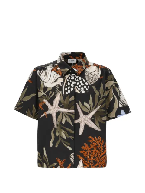 Marella seashell-print short-sleeve shirt Black MLLFORMOSA2613111082200003