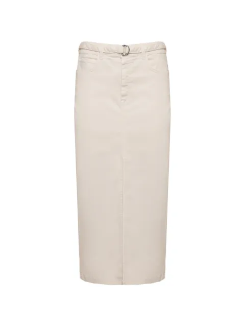 Marella belted front-vent straight midi denim skirt White MLMOCA2613101035200004