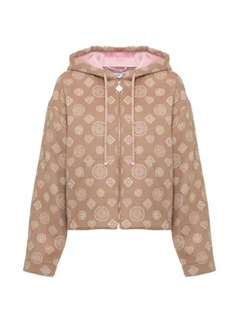 Casablanca monogram-pattern wool hoodie Neutrals WPF26JK50601