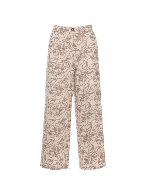 EMME floral-embroidered trousers Neutrals EMMTEMPRA