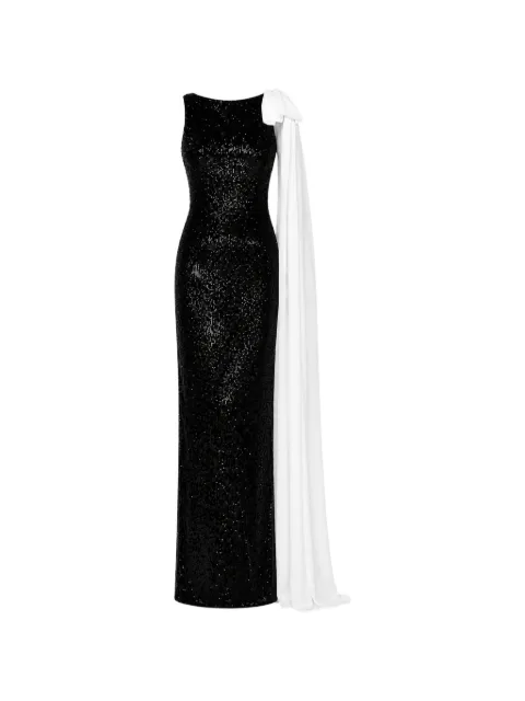 ROSERRY Kylie bow-detailed sequin-embellished maxi dress Black KYLIEBOWDETAILEDSEQUIN