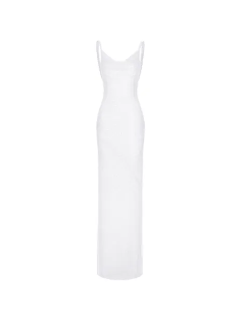 ROSERRY Margot sequin-embellished cowl-neck maxi dress White MARGOTSEQUINED