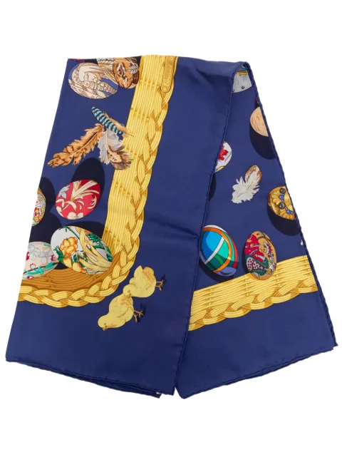 Hermès Pre-Owned 2000-2026 Couvee d Hermes Silk Scarf 90 scarves Blue WQM7VODDTCA7H4IP