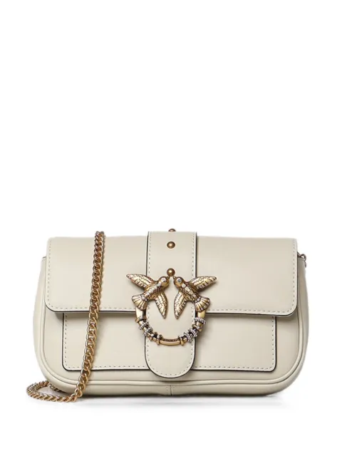 PINKO Love Bag Pocket small leather shoulder bag with jewel buckle Neutrals 107072A0F1