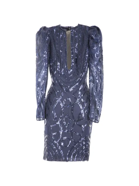 Gemy Maalouf sequin-embellished puff-shoulder dress Blue ED1650SD
