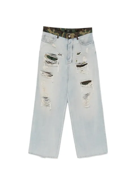 AMIRI distressed camouflage-print jeans Blue AMBMJE1133