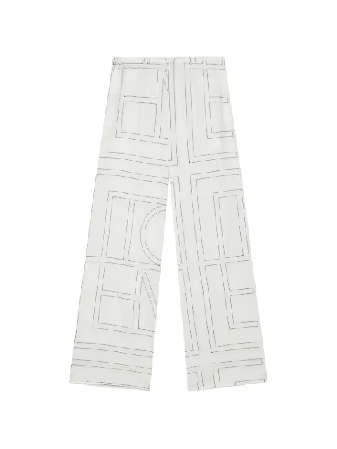 TOTEME logo-embroidered wide-leg trousers White 243WRB1092FB0239