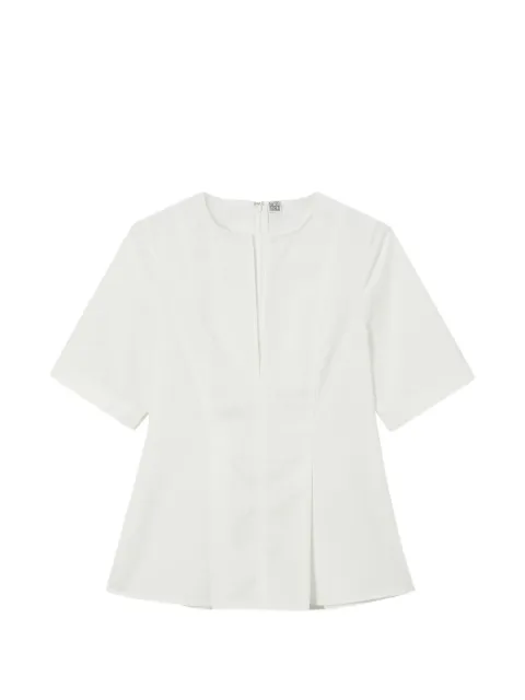 TOTEME split-neck pleated blouse White 262WRT0735FB0490