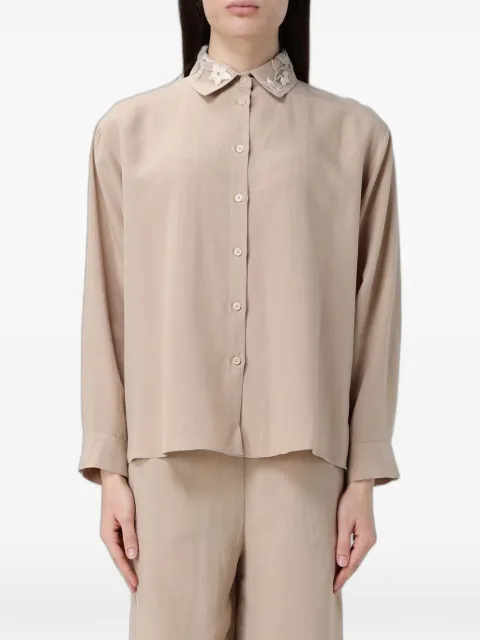 Hanita embroidered-collar long-sleeve shirt Neutrals HC6934584BEIGE