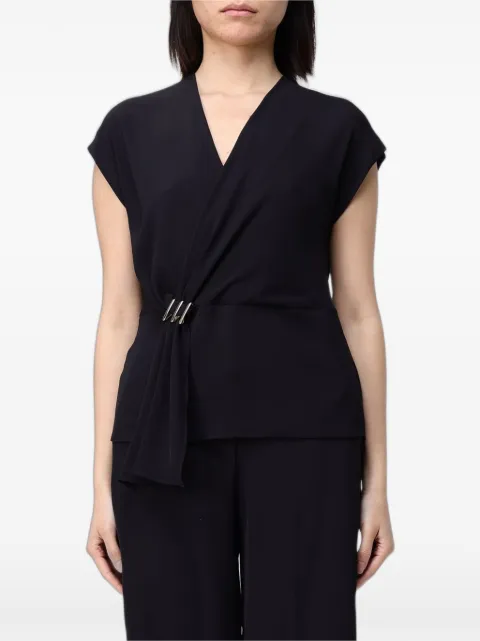 Hanita draped V-neck top Black HM31354558NERO