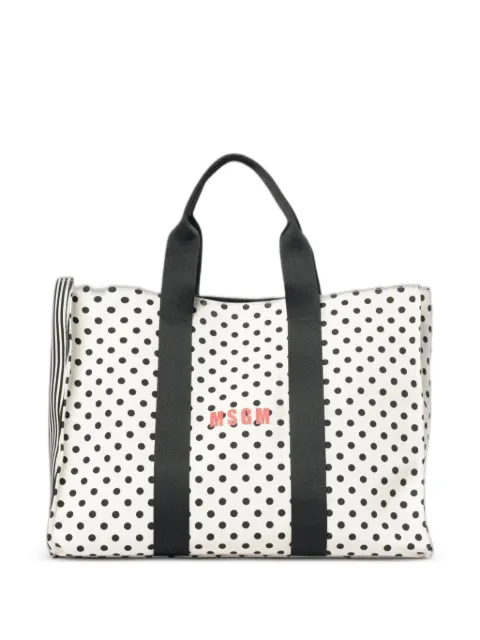 MSGM polka-dot striped tote bag White 4042MDZ13932