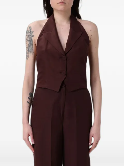 Hanita halterneck notched-lapel waistcoat Red HM31774572