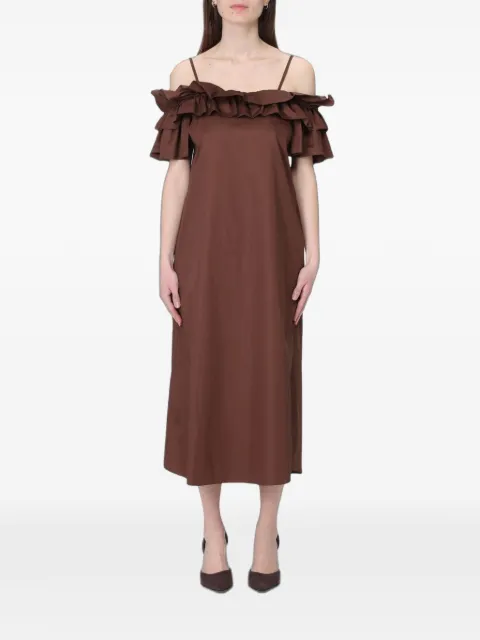 Hanita ruffled off-the-shoulder midi dress Brown HV37994597EBANO