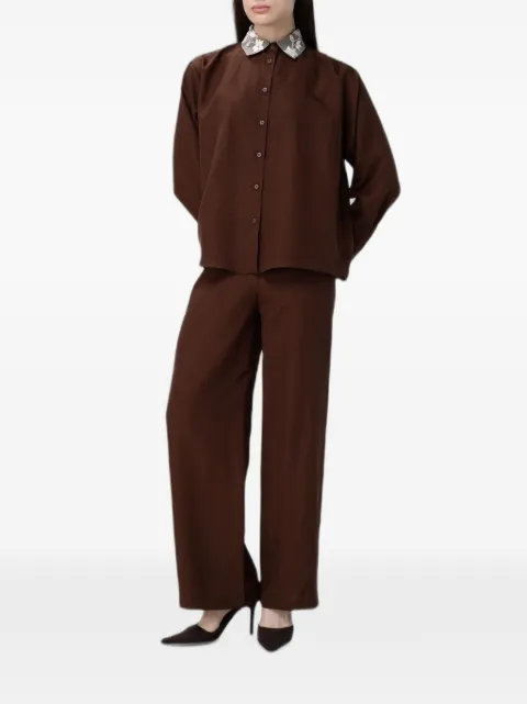 Hanita embroidered-collar shirt Brown HC6934584