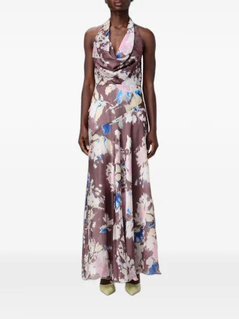 Hanita floral-print halterneck dress Brown HV38334624EBANO