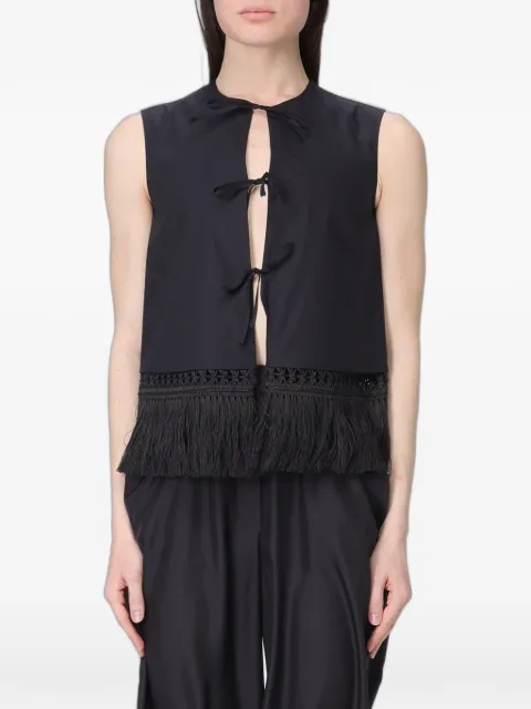 Ter Et Bantine fringe-trim front-tie gilet Black V21185612MF1229