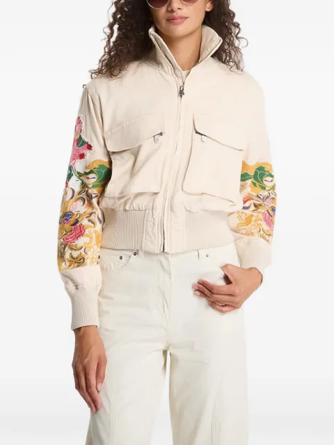 Desigual floral-embroidered zip-up jacket Neutrals 26SWEW331001