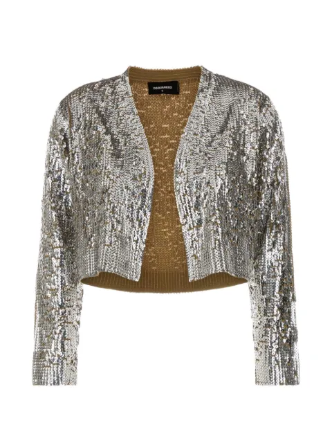 DSQUARED2 sequin-embellished cropped cardigan Silver S75HA1441D13234