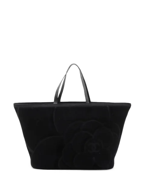 CHANEL Pre-Owned 2018-2025 Terry Cloth Camellia Beach tote bag Black 5JGLHBO9UT2ER3H2