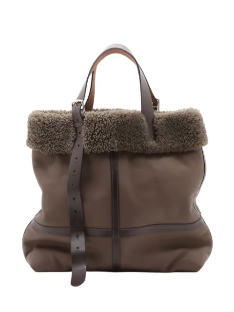 Hermès Pre-Owned 2018 Clemence Shearling Etriviere Aviator tote bag Brown LFI3NOVADCY9MH8G
