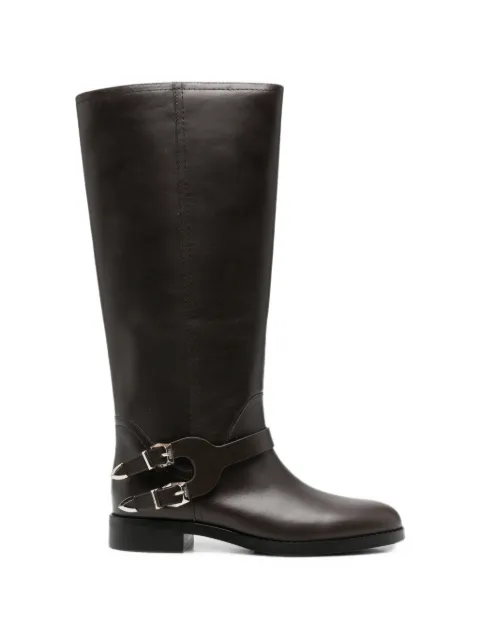 PINKO buckled leather cowboy boots Brown SD0635P001