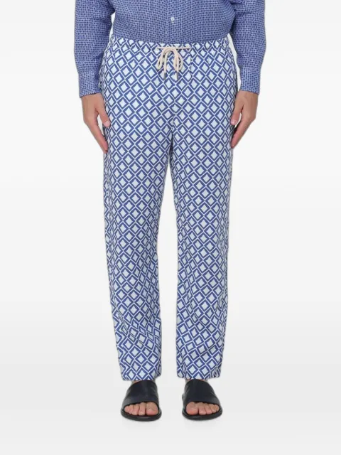 PENINSULA SWIMWEAR geometric-print linen trousers Blue P26SPN000TE01