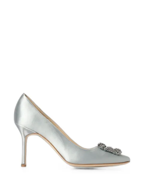 Manolo Blahnik Hangisi jewel-buckle pumps Blue 9XX066300634232