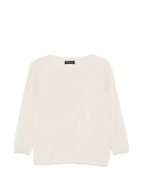 Fabiana Filippi fine-knit three-quarter-sleeve sweater Neutrals MAD216F398M333