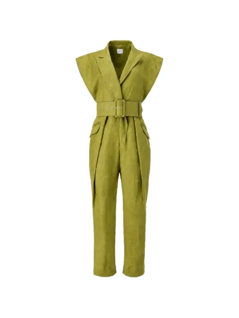 MOOS STUDIO Army belted cap-sleeve jumpsuit Green MOOS005