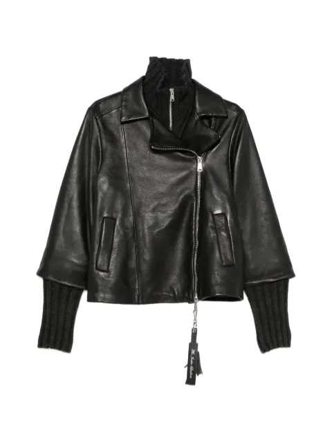 The Jackie Leathers layered leather jacket Black GEMINI20
