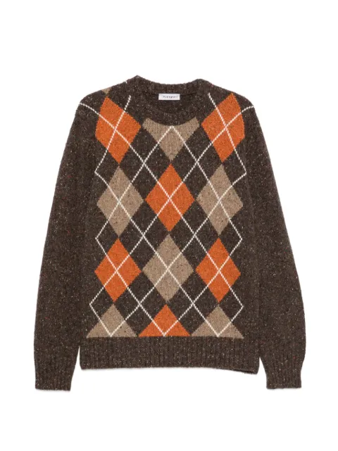Kangra argyle-pattern flecked-knit sweater Brown 420101