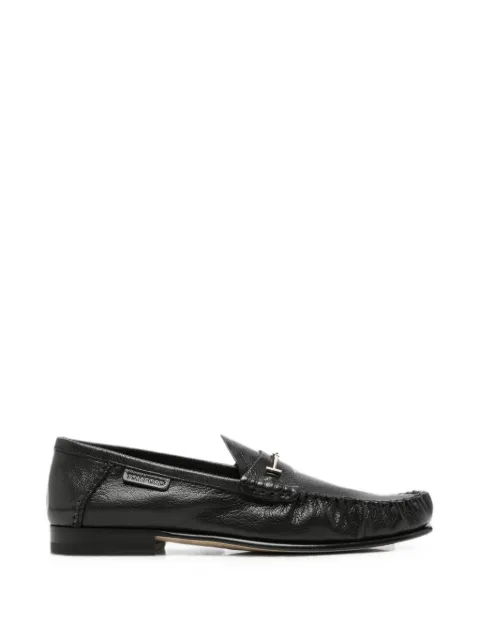 TOM FORD T-bar pebbled leather loafers Black W3909LGO060P